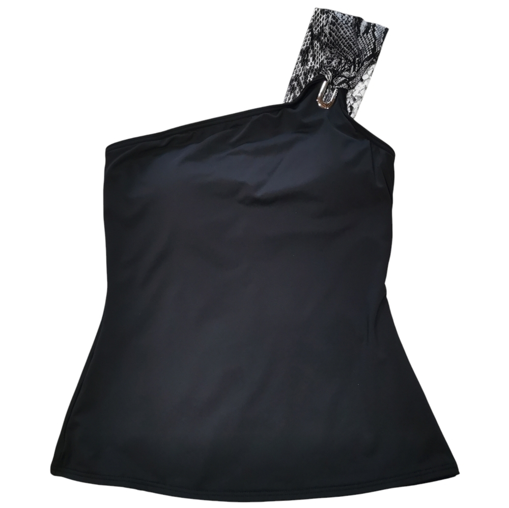 Michael Kors One Shoulder Longline Bikini Top Snakeskin Strap Sz S